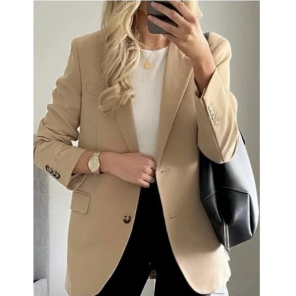 NWT Mango Oversized Structured Suit Blazer - Beige